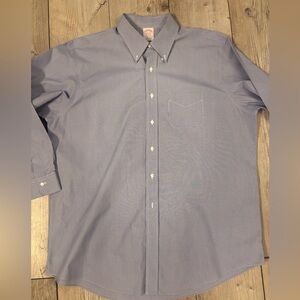 Brooks Brothers Light Blue Striped Button Down Shirt Size 17.5 x 33 Wrinkle Free
